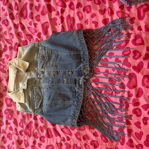 boho, country, hippy denim vest - Picture 3 of 4